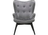 Sessel SALESFEVER "Komfortabler Relaxsessel zum Entspannen", grau, B:80cm H:92cm T:99cm, 100% Polyester, Sessel, Sessel, Zierknöpfe in der Rückenlehne