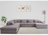 Wohnlandschaft OTTO HOME "Enid U-Form", grau (taupe), B:460cm H:75cm, Baumwollmix (60% Baumwolle/40% Leinen);Struktur fein (100% Polyester);Samtoptik (100% Polyester);Samtvelours (100% Polyester);Struktur (100% Polyester);Struktur recycelt (100% recyceltes Polyester), Sofas, Wohnlandschaft, 6 Teile, bestehend aus Modulen, in vielen Bezügen, auch in Breitcord