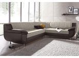 Ecksofa TRENDMANUFAKTUR "Rondo 3, zeitlos und modern, im Materialmix, L-Form", braun (braun, sand, beige), B:267cm H:85cm T:247cm, Primabelle-Microfaser;Kunstleder SOFTLUX / Struktur (77% Polyester; 23% Polyacryl), Sofas, Ecksofa, wahlweise Federkern für hohen Sitzkomfort, wahlweise Bettfunktion