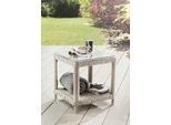 Beistelltisch DESTINY "MERANO", weiß (vintage weiß, klarglas), B:46cm H:50cm T:46cm, Tische, Beistelltisch, 46x46x50cm, Aluminium, Polyrattan