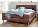 Boxspringbett HOME AFFAIRE "Salo", braun, B:194cm L:211cm, Struktur (100% Polyester);Bezug der Spiegelfläche Matratzendrell aus 100% Polyester;Samtoptik (100% Polyester), Komplettbetten, Boxspringbett, incl. Topper, 6 Breiten, 2 Härtegrade, TFK auch in Härtegrad 4