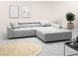 Ecksofa 3C CANDY "Denver auch mit Cord- und Easy care-Bezug, Kopfteilverstellung L-Form", silber, B:258cm H:68cm T:217cm, 95% Polyester, 5% Nylon, Sofas, Ecksofa, wahlweise. mit motorischer Sitztiefenverstellung