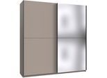 Kleiderschrank WIMEX "Mugano, B/T/H 135 oder 180/65/198cm, Made in Germany", schwarz (saharagrau, griffe schwarz), B:180cm H:198cm T:65cm, Holzwerkstoff, Schränke, Kleiderschrank, 2 Schwebetüren mit oder ohne Spiegel, Metallgriffe