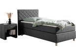 Boxspringbett HOME AFFAIRE "Bernard, in verschiedenen Breiten", grau (anthrazit), B:108cm L:208cm, Komplettbetten, Boxspringbett, inkl. Topper, Matratze in H2, H3 oder H4 erhältlich