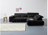 Ecksofa COTTA "Orion L-Form", schwarz, B:310cm H:70cm T:225cm, 100% Polyester, Sofas, Ecksofa, mit Kopfteilverstellung & 5 Nierenkissen