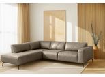 Ecksofa HOME AFFAIRE "LORCAN mit Metallfüßen, Breite 275 cm, weiches Sitzgefühl", grau (stone), B:275cm H:77cm T:210cm, 65% Polyester, 35% Lederfasern, Sofas, Ecksofa, Metallfüße, Lederoptik, Struktur, Bouclé
