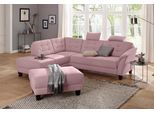 Ecksofa HOME AFFAIRE "Trondheim L-Form", rosa (altrosa), B:260cm H:89cm T:214cm, Struktur fein (100% Polyester);Flachgewebe (100% Polyester);Luxus-Microfaser (90% Polyester, 10% Polyamid), Sofas, Ecksofa, mit Federkern und Knopfheftung im Rücken, Füße Buche dunkel