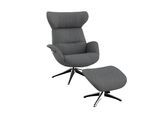 Relaxsessel FLEXLUX "Fernsehsessel More, ergonomisch, drehbar, robuster Fuß, Scandi", blau (navy blau), B:90cm H:107cm T:89cm, 62% Polyester, 17% Cotton, 14% Linen, 12%Polyester, 4% Wool, Sessel, Relaxsessel, Premium Komfort, Rücken- und Kopfteilverstellung, Drehbar, Fuß Alu