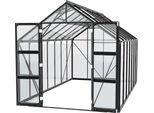 Gewächshaus VITAVIA "Domus 11500", schwarz, B:257cm H:253,9cm T:449cm, Gewächshäuser, Gewächshaus, Doppelschwingtüren und bodentiefer Türschwelle, 3 mm Sicherheitsglas