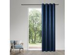 Vorhang GERSTER "Grace" Gr. 1, blau (dunkelblau, grau), B:145cm H:245cm, Polyester, Gardinen, Vorhang, Blickdichter Ösenschal "Grace"