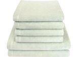 Handtuch Set DYCKHOFF "Landscape", grün (minze), 6 Stk., Walkfrottier, Walkfrottier, Obermaterial: 100% Baumwolle, Handtuch-Sets, Handtuch Set, 4 Handtücher (50x100cm), 2 Duschtücher (70x140cm)