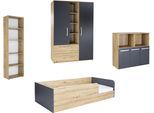 Jugendzimmer-Set ARTHUR BERNDT "Kinderzimmer »Alessio« Set 4-teilig", artisan, oak nb, anthrazit, ohne Matratze, B/H: 90cm x 200cm, Schlafzimmermöbel-Sets, Jugendzimmer-Set, Modernes Kleinkinderzimmer - Set