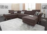 Wohnlandschaft SIT & MORE "Avignon U-Form", braun, B:331cm H:97cm T:228cm, Flachgewebe (90% Polyester, 10% Polyamid);Luxus-Microfaser (100% Polyester);Struktur (100% Polyester), Sofas, Wohnlandschaft, wahlweise mit Bettfunktion und Stauraum, inklusive Kopfteilverstellung