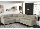 Ecksofa EGOITALIANO "Doris, modernes Designerecksofa in hochwertigen Microfaserqualitäten", grau (opal grau), B:266cm H:90cm T:246cm, Luxus-Micofaser CASHMERE in Lederoptik (100% Polyester) ist ein neues technisches Gewebe mit einem visuellen und taktilen Aspekt, der dem Nubuk sehr nahe kommt, mit innovativen Eigenschaften. Seine außerordentliche Weichheit kommt von einem exklusiven Produktionspro