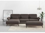 Ecksofa HOME AFFAIRE "Fjord L-Form", braun (nuss), B:324cm H:93cm T:184cm, 100% Polyester, Sofas, Ecksofa, massiv, wahlweise mit Armlehnfunktion, Kopf- Sitztiefenverstellung