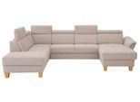 Wohnlandschaft HOME AFFAIRE "Conville U-Form", grau (elephant), B:322cm H:84cm T:217cm, 100% Polyester, Sofas, Wohnlandschaft, Kopfteilverstellung wahlweise mit Bettfunktion und Bettkasten