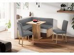 Eckbankgruppe MASSIVLINE & MORE "Anna 2", braun (holzwerkstoff mit farbe sonoma eiche, lotos 5311 grau), Kunstleder, Eckbank Anna 130cm x 130cm,Säulentisch Anna 68cm x 68cm,2 x Stühle Anna,Golden Oak dekor,Lotos 5311 graun, Holzwerkstoff, Kunstleder, Sitzmöbel-Sets, Eckbankgruppe, mit 2 Stühlen mit massiven Gestell
