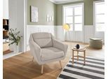 Sessel OTTO HOME "Bille", beige (creme), B:87cm H:86cm T:90cm, Samtoptik (100% Polyester);Struktur (100% Polyester);Struktur fein (100% Polyester);Luxus-Microfaser weich (100% Polyester), Sessel, Sessel, mit Naht im Rückenkissen und Eiche-Beinen, Design by Morten Georgsen
