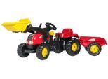 Tretfahrzeug ROLLY TOYS "rollyKid", rot, Tretfahrzeuge, KinderB:47cm H:55cm T:161cm, Kunststoff, Tretfahrzeug, Traktor mit Trailer und Lader, B:47cm H:55cm T:161cm