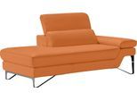 Ottomane EGOITALIANO "Princess, elegantes Designsofa mit erstklassigem Sitzkomfort", orange, B:177cm H:95cm T:108cm, Leder »BULL« (echtes Rindsleder). Geschliffenes, pigmentiertes und behandeltes Rindsleder mit einer Dicke von 1, 3-1, 5 mm. Dieses Leder zeigt eine ziemlich weiche Hand mit einem halb undurchsichtigen Aussehen. Es handelt sich um ein geschütztes Leder. Eine leichte Deckschicht schüt