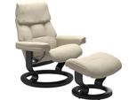 Relaxsessel STRESSLESS "Ruby", beige (cream batick), B:74cm H:97cm T:74cm, Leder BATICK: BATICK ist ein leicht korrigiertes, durchgefärbtes und genarbtes Möbelleder, bei dem die meisten Unebenheiten und Spuren in der Regel entfernt wurden.;Leder PALOMA: PALOMA ist ein durchgefärbtes Semianilin-Möbelleder mit natürlicher Narbung., Sessel, Relaxsessel, mit Classic Base, Größe S, Gestell Eiche, Wenge