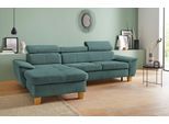 Ecksofa EXXPO - SOFA FASHION "Enya, aufwendige Detailverarbeitung, hoher Sitzkomfort, bequem, L-Form", blau (aqua), B:280cm H:79cm T:167cm, Luxus-Microfaser Vintageoptik (100% Polyester);Webvelours (92% Polyester, 8% Nylon), Sofas, Ecksofa, inkl. Kopfteilverstellung, wahlweise mit Bettfunktion und Bettkasten