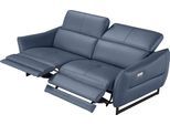 2,5-Sitzer EGOITALIANO "Dafne, elegantes Designsofa mit hohem Sitzkomfort", blau (tide), B:208cm H:97cm T:108cm, Leder »BULL« (echtes Rindsleder). Geschliffenes, pigmentiertes und behandeltes Rindsleder mit einer Dicke von 1, 3-1, 5 mm. Dieses Leder zeigt eine ziemlich weiche Hand mit einem halb undurchsichtigen Aussehen. Es handelt sich um ein geschütztes Leder. Eine leichte Deckschicht schützt s