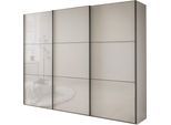 Schwebetürenschrank WIEMANN "Phoenix, Made in Germany, modernes Design, Highlight, Blickfang", beige (champagner, dekor), B:279cm H:236cm T:67cm, Schränke, Schwebetürenschrank, maximaler Staurraum, inkl.Einlegeböden, Wäscheböden u. Dämpfer