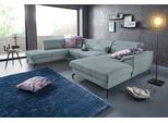 Wohnlandschaft SIT & MORE "Percy U-Form", blau (aqua), B:343cm H:80cm T:235cm, Sofas, Wohnlandschaft, 15 cm Fußhöhe, Sitztiefenverstellung, wahlweise in 2 Fußfarben