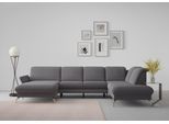 Wohnlandschaft SIT & MORE "Fashion U-Form", braun (espresso), B:338cm H:84cm T:207cm, Sofas, Wohnlandschaft, wahlweise mit Kopfteilverstellung, Vorziehsitz, motorisch, Nickelfüße