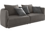 Big-Sofa DESIGNWERK "New York, anmutendes Designsofa", grau (dunkelgrau), B:253cm T:100cm, 100% Polyester, Sofas, Big-Sofa, mit schmaler Arm- & Rückenlehne