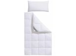 Daunenbettdecke + Kopfkissen BALETTE "Lena", weiß, B/L: 155cm x 220cm Anzahl Teile 1, B/L: 40cm x 80cm Anzahl Teile 1, Bezug: Baumwolle Füllung:, extrawarm, Bettdecken Bezug: 100% Baumwolle. Kopfkissen Bezug: 100% Baumwolle. Bettdecken Füllung: 100% Federn. Kopfkissen Füllung: 100% Federn, Bettwaren-Sets, Daunenbettdecke + Kopfkissen, In zwei Wärmeklassen, in Größe 135x200 cm & 155x220 cm erhältli