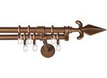 Gardinenstange GARESA "RUSTIKA", braun (bronzefarben), L:390cm Ø:16mm, Metall, Gardinenstangen, Gardinenstange, rustikale Vorhanggarnitur, verlängerbar, m. Ringe, Endknopf Pfeil
