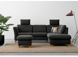 Ecksofa HOME AFFAIRE "Trelleborg L-Form", grau (anthrazit), B:252cm H:86cm T:213cm, 95% Polyester, 5% Polyamid, Sofas, Ecksofa, wahlweise mit Bettfunktion und Bettkasten, inkl. Federkern-Polsterung