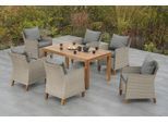 Garten-Essgruppe MERXX "Avellino", beige (steinbeige), Aluminium, Kunststoff, Massivholz, Sitzmöbel-Sets, Garten-Essgruppe, inkl. Auflagen