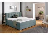 Boxbett HOME AFFAIRE "Olivet mit Bettkasten", blau (petrol), B:194cm L:230cm, Komplettbetten, Boxbett, in 4 Farben, 4 Breiten, 2 Matratzenarten, auch in Überlänge 220 cm