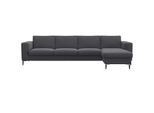 Ecksofa FLEXLUX "Fiore, super Sitzkomfort durch Kaltschaum im Sitz, L-Form", grau (dervit grau), B:295cm H:85cm T:159cm, Sofas, Ecksofa, breite Armlehnen, Füße Alu+schwarz
