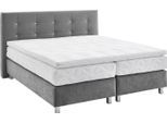 Boxspringbett, grau, B:215cm L:210cm, Bezug: Microvelours 100% Polyester;Polsterung: 100% Polyester, WESTFALIA SCHLAFKOMFORT, Komplettbetten, Boxspringbett, mit Knöpfen in Kristalloptik, wahlweise mit Topper