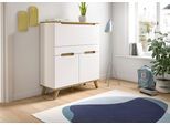 Sekretär HOME AFFAIRE "Alesund, Höhe 118cm, 2 Türen, 1 Schubkasten,konischer Fuß, Scandi-Look", weiß (weiß, absetzung nox oak nachbildung), B:100cm H:118cm T:40cm, Sekretäre, Sekretär, Anrichte, Schrank, Kommode, Midischrank, Wohnmöbel, Wohnzimmer