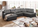 Wohnlandschaft HOME AFFAIRE "Föhr U-Form", grau (hellgrau), B:310cm H:75cm T:200cm, 100% Polyester PRIMABELLE/Webstoff;100% Polyester Melrose/Struktur grob;100% Polyester Luxus-Microfaser/Struktur, Sofas, Wohnlandschaft, wahlweise mit Bettfunktion