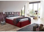 Polsterbett "Texel", rot (bordeaux, rot), B:146cm H:42cm L:206cm, Bezug Bett: Veloursstoff 100% Polyester oder Microfaser (100% Polyester);Bonnell-Federkernmatratze: 51% Polypropylen, 39% Polyester und 10% Baumwolle;Kaltschaummatratze: 100% Polyester, Bezug abnehm- und waschbar bis 60C;Kissenbezug: 100% Polyester, Füllung : 100% Polyester (Hohlfaser), WESTFALIA SCHLAFKOMFORT, Betten, Polsterbett,