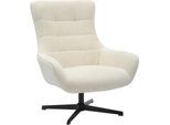 Drehsessel SALESFEVER "Komfortabler Drehsessel zum Entspannen", beige (beige, schwarz), B:81cm H:103cm T:85cm, Chenillestoff (100% Polyester), Metall, Sessel, Drehsessel, Sitzfläche mit Taschenfederkern