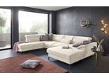 Wohnlandschaft SIT & MORE "Percy U-Form", beige (creme), B:343cm H:80cm T:235cm, Sofas, Wohnlandschaft, 15 cm Fußhöhe, Sitztiefenverstellung, wahlweise in 2 Fußfarben