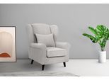 Sessel HOME AFFAIRE "Ohrensessel CHISTELLE, wahlweise mit Polsterhocker", beige (creme), B:81cm H:99cm T:87cm, 100% Polyester, Sessel, Sessel, mit Wellenunterfederung, Maße: B/T/H: 81/87/99 cm