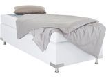 Boxspringbett "Holland", weiß, B:92cm L:201cm, Microvelours (100% Polyester), WESTFALIA SCHLAFKOMFORT, Komplettbetten, Boxspringbett, ohne Kopfteil, frei im Raum stellbar