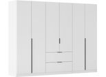 Drehtürenschrank OTTO HOME "Kleiderschrank Schrank Garderobe AGORDO mit Dekor- oder Hochglanzfront", weiß (alpinweiß), B:271cm H:210cm T:54cm, Holzwerkstoff, Schränke, Drehtürenschrank, mit Außenschubkästen, in 7 Breiten und 2 Höhen MADE IN GERMANY