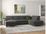Wohnlandschaft SIT & MORE "Dundee U-Form", grau, B:338cm H:86cm T:219cm, Sofas, Wohnlandschaft, mit Federkern und Edelstahlfüßen, wahlweise mit Kopfteilverstellung