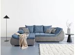 Ecksofa HOME AFFAIRE "Imola, elegant und modern, aktuelle Steppung im Sitz, bequem, L-Form", bunt (hellgrau, blau), B:271cm H:90cm T:104cm, Sofas, Ecksofa, frei im Raum stellbar, wahlweise mit Bettfunktion und Bettkasten