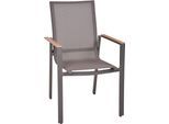 Stapelstuhl GARDEN PLEASURE "SILEA, 2er Set", braun (braun, anthrazit, anthrazit), B:56cm H:90cm T:60cm, Aluminium, Kunststoff, Polyester, Stühle, Stapelstuhl, stapelbar
