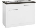 Spülenschrank WIHO KÜCHEN "Unna", weiß (front und korpus: weiß, arbeitsplatte: granit schwarz), B:110cm H:85cm T:60cm, Schränke, Spülenschrank, 110 cm breit, inkl. Tür/Sockel/Griff für Geschirrspüler